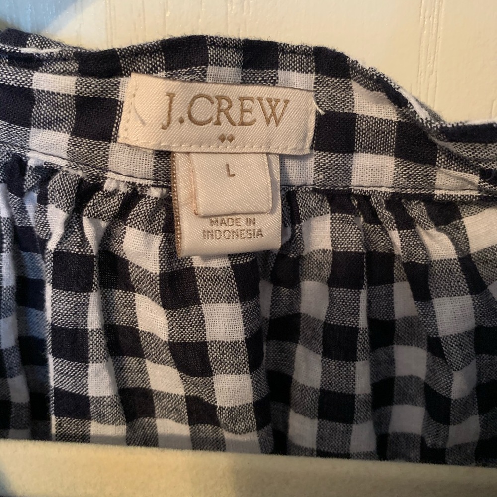 J.Crew Tunic Shirt Blouse Navy Blue Gingham Check